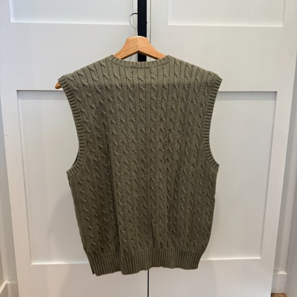 Polo Ralph Lauren Olive Green Cable Knit Sweater Vest Men’s Size Large - Picture 5 of 11